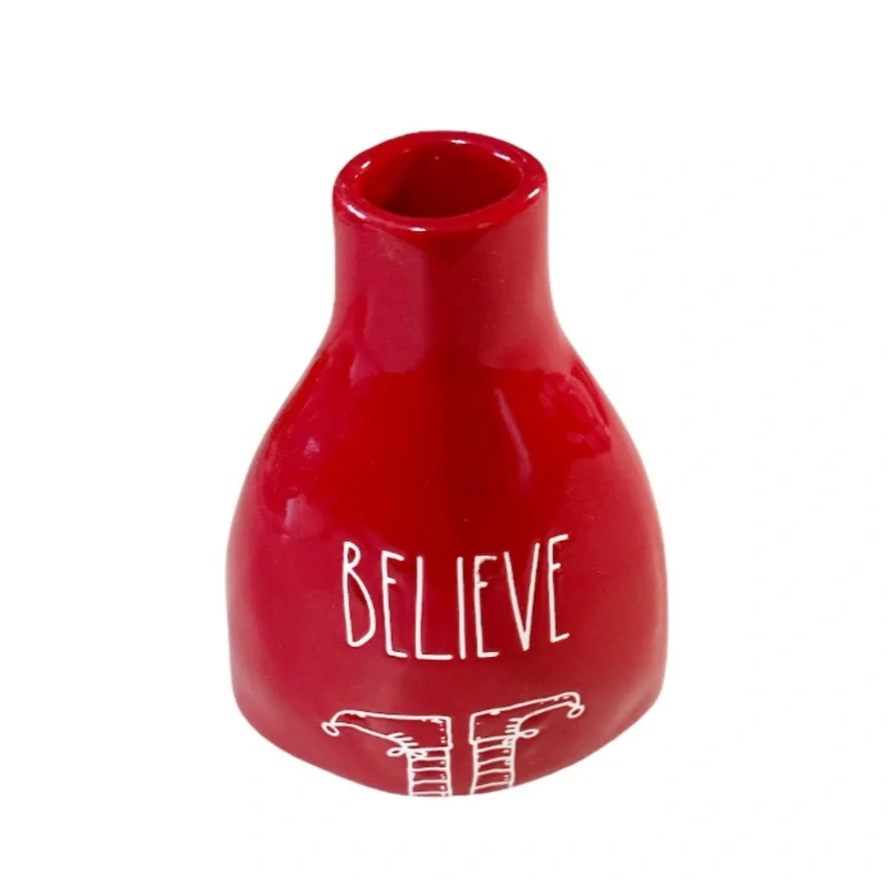 NEW Rae Dunn BELIEVE Red Bud Vase 🎅🏻